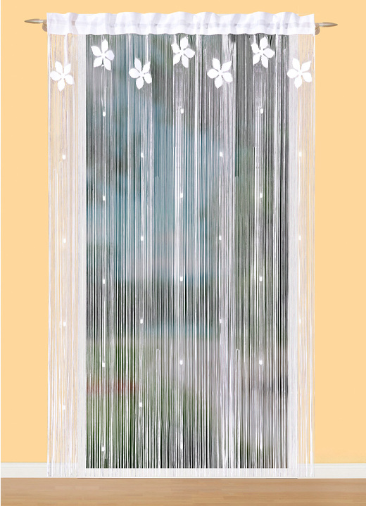- Fadenstore mit Blumen, in Größe 346 (125x 95 cm) bis 392 (245x 95 cm), in Farbe WEISS