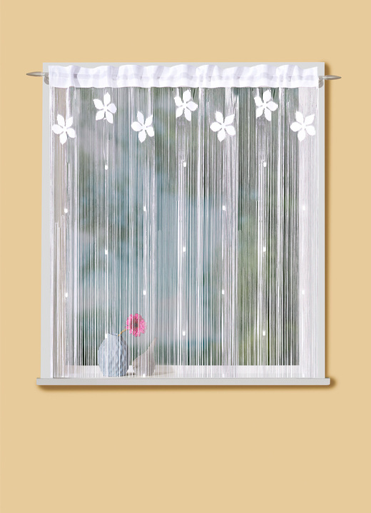 Traum in Weiß - Fadenstore mit Blumen, in Größe 346 (125x 95 cm) bis 392 (245x 95 cm), in Farbe WEIß Ansicht 1