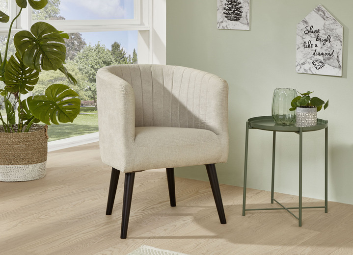 Polstermöbel - Sessel auf schwarzen Massivholzfüßen, in Farbe SAND Ansicht 1