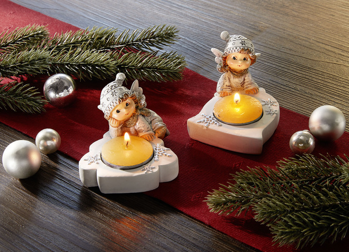 Weihnachtliche Dekorationen - Stimmungsvolle Teelichthalter, 2er-Set, in Farbe SILBER-WEIß