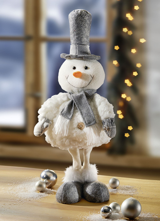 Weihnachtliche Dekorationen - Süßer Schneemann, in Farbe WEISS-GRAU
