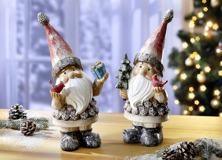 Weihnachtliche Dekorationen - Lustige Weihnachtsmänner, in Farbe SILBER-ROT, in Ausführung Weihnachtsmann mit Tannenbaum