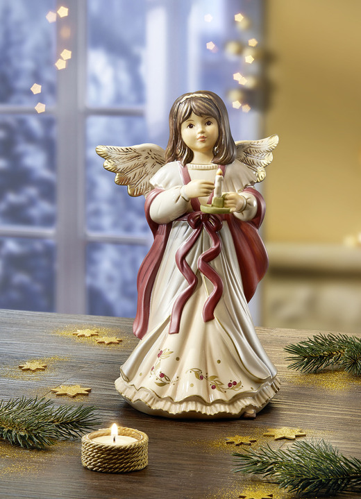 Goebel-Figuren - Engel mit Kerze aus hochwertigem Feinsteingut, in Farbe WEIß-ROT