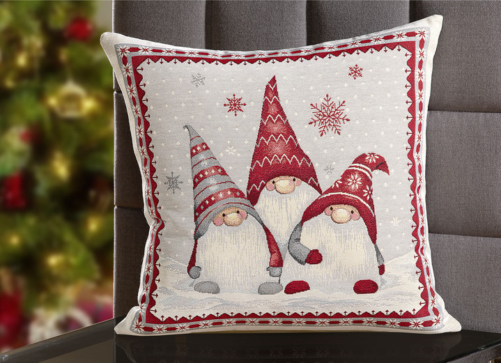 Weihnachtliche Dekorationen - Kissenbezug mit Reißverschluss, in Farbe ROT-BUNT