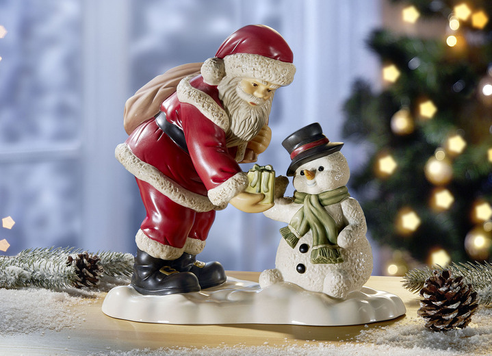 Goebel-Figuren - Weihnachtsmann mit Schneemann, in Farbe BUNT
