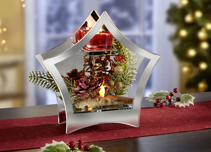 Weihnachtliche Dekorationen - Beleuchteter Teelichhalter, in Farbe SILBER