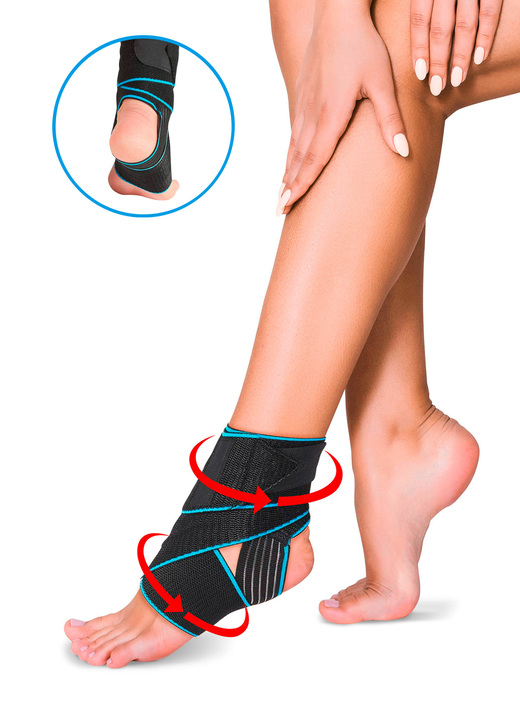 Bandagen - Flexible Fußbandage mit Klettverschluss, in Farbe SCHWARZ Ansicht 1