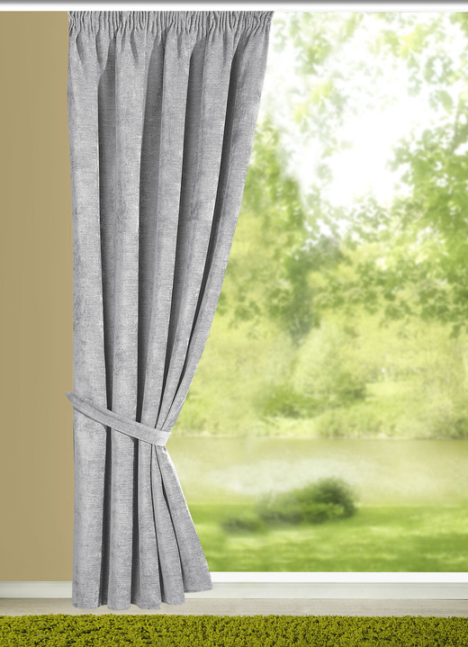 Klassisch - Energiespar-Verdunkelungsschals, in Größe 364 (H150xB135 cm) bis 899 (Raffhalter, 2er-Pack, 80 cm), in Farbe SILBER Ansicht 1