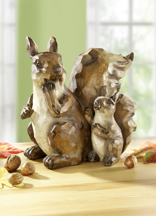 Wohnaccessoires - Eichhörnchenfamilie in geschnitzter Holzoptik, in Farbe BRAUN