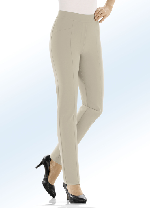 Damenmode - Hose mit hübschen Ziersteppungen, in Größe 018 bis 054, in Farbe BEIGE Ansicht 1