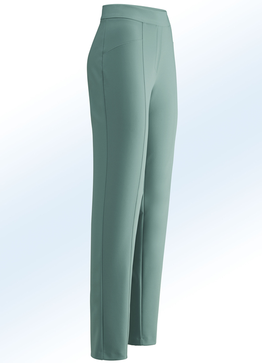 Damenmode - Hose mit hübschen Ziersteppungen, in Größe 018 bis 054, in Farbe JADEGRÜN Ansicht 1