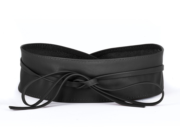 Sonstiges - Modischer Leder-Bindegürtel, 8 cm breit , in Farbe SCHWARZ Ansicht 1