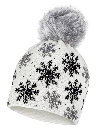 Trendige Damen-Mütze, mit Schneeflocken-Dessin