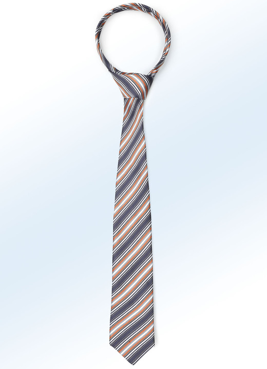 Accessoires    - Gestreifte Krawatte in 5 Farben, in Farbe ORANGE Ansicht 1