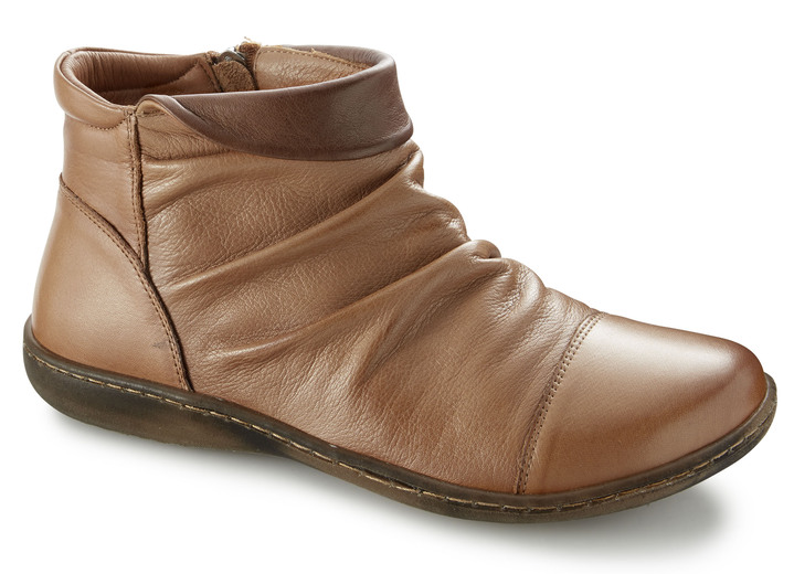 - Bootie mit umschlagbarem Kragen, in Größe 036 bis 042, in Farbe COGNAC-MARONE Ansicht 1