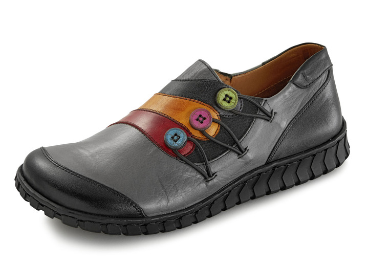 - Gemini Slipper mit Zierknöpfen, in Größe 036 bis 042, in Farbe GRAU-BUNT Ansicht 1