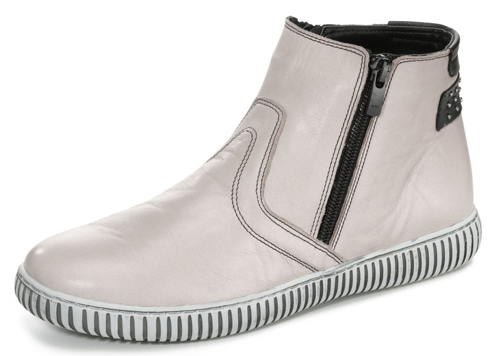 Komfortschuhe - Gemini Stiefelette aus Rind-Nappaleder, in Größe 036 bis 042, in Farbe KIESEL Ansicht 1