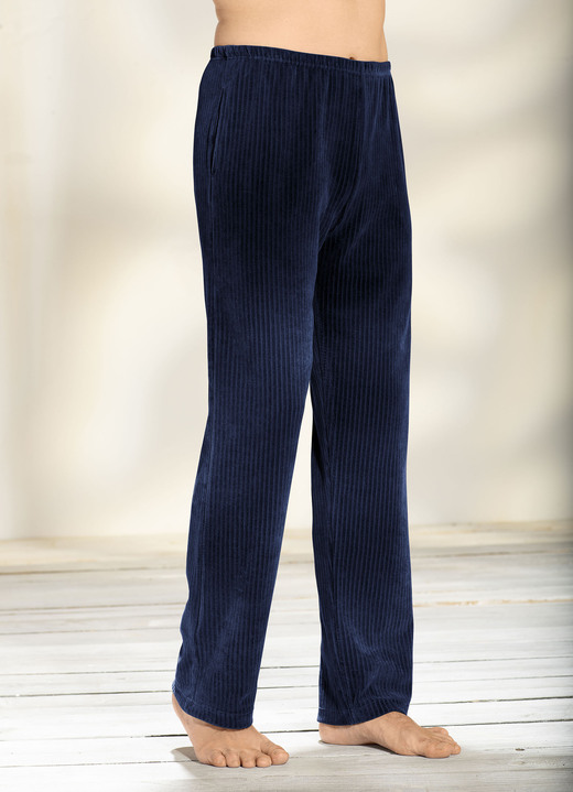 Freizeitmode & Bademäntel - Hose mit bequemem Dehnbund rundum in 2 Farben, in Größe 024 bis 062, in Farbe MARINE Ansicht 1