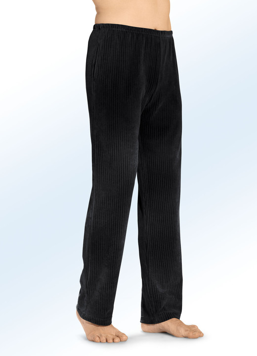 Freizeitmode & Bademäntel - Hose mit bequemem Dehnbund rundum in 2 Farben, in Größe 024 bis 062, in Farbe SCHWARZ Ansicht 1