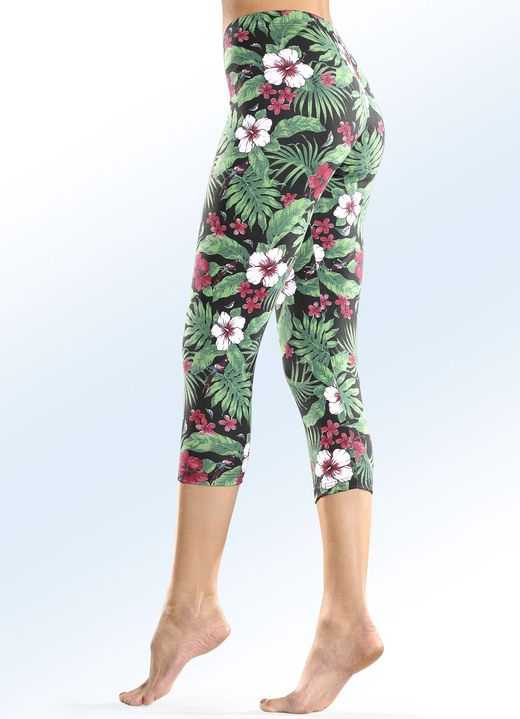- Zweierpack Leggings in 7/8 Länge, in Größe 038 bis 050, in Farbe 1X SCHWARZ-ROT-GRÜN, 1X SCHWARZ