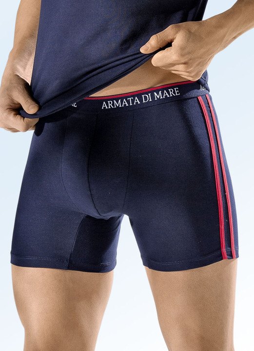 Unterwäsche - Viererpack Pants, uni mit Kontraststreifen, in Größe 005 bis 011, in Farbe 2X MARINE-ROT, 2X UNI MARINE Ansicht 1