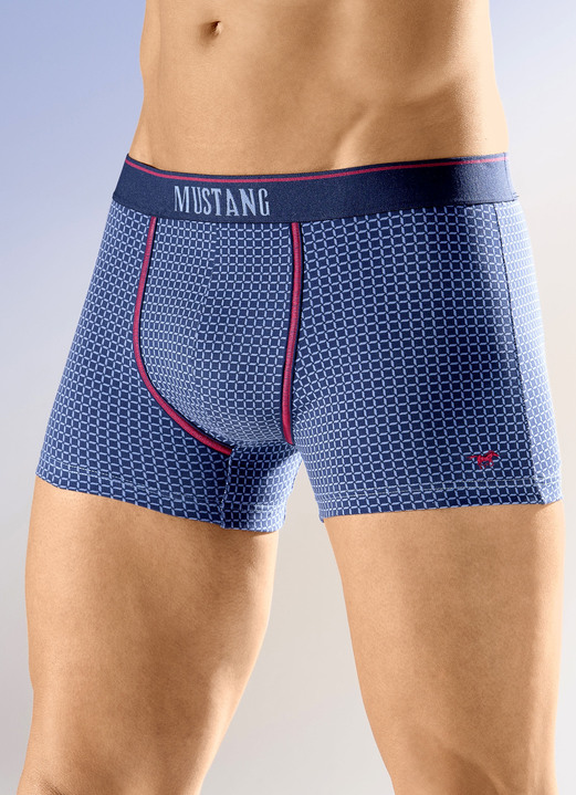 Unterwäsche - Mustang Dreierpack Pants, dessiniert, in Größe 004 bis 008, in Farbe MARINE-JEANSBLAU Ansicht 1