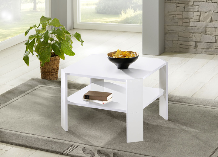 Couchtische - Couchtisch mit leicht zu reinigender, kratzfester Tischplatte, in Farbe WEISS, in Ausführung rechteckig Ansicht 1