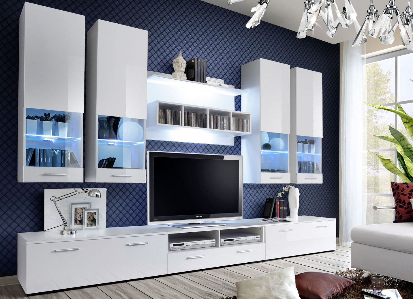 Moderne Wohnwand mit LED-Beleuchtung - Wohnzimmer ...