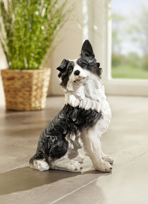 Figuren - Border Collie aus Polyresin, in Farbe SCHWARZ-WEISS