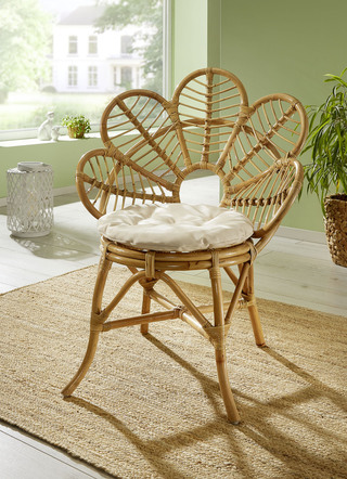 Rattan-Sessel mit Sitzkissen aus handgeflochtenem Rattanrohr