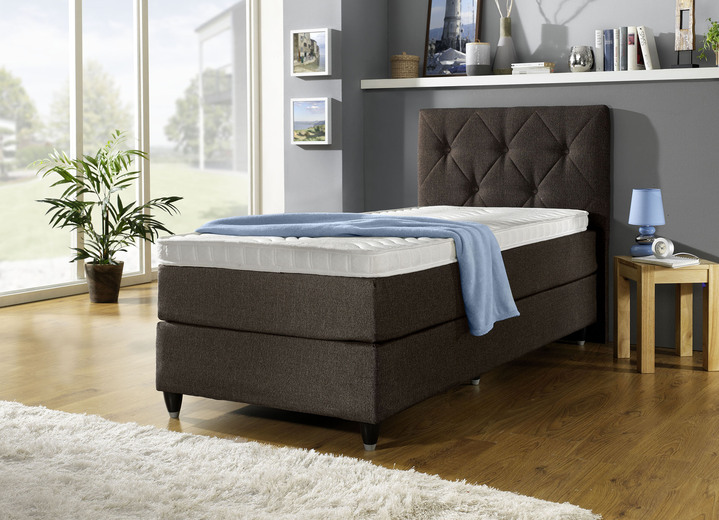 - Boxspringbett mit gepolstertem Kopfteil, in Farbe BRAUN