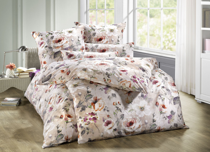 Bettwäschegarnituren - Estella Bettwäsche-Garnitur aus Mako-Satin, in Größe 112 (80/80 cm + 135/200 cm) bis 121 (Kissenbezug, 40/80 cm), in Farbe ROSÉ Ansicht 1
