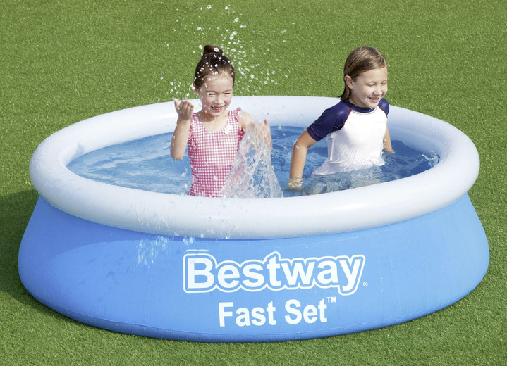 Freizeitspaß - Rundes Pool-Set, klein aus strapazierfähigem TriTech Material, in Farbe BLAU-WEISS
