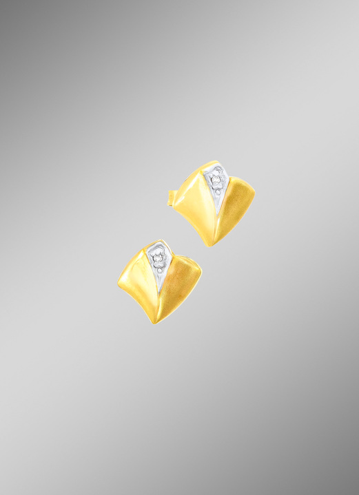 mit Diamanten - Schicke Ohrstecker in Bicolor mit Diamanten, in Farbe