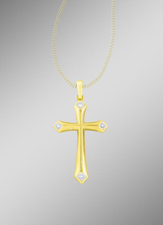 mit Diamanten - Kreuz-Anhänger mit Diamant, in Farbe