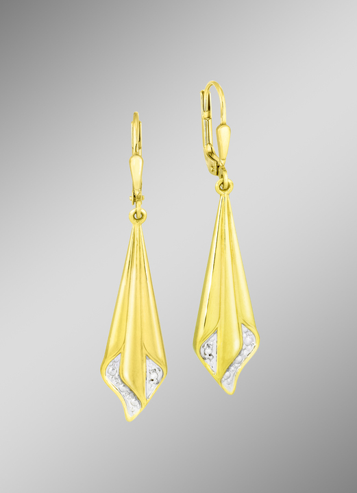 mit Diamanten - Attraktive Ohrringe in Bicolor, in Farbe
