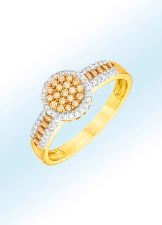 Damenring mit 29 Brillanten, tlb, und 40 weißen Diamanten