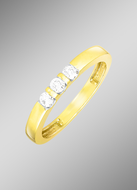 mit Diamanten - Eleganter Damenring mit 3 Brillanten, in Größe 160 bis 220, in Farbe