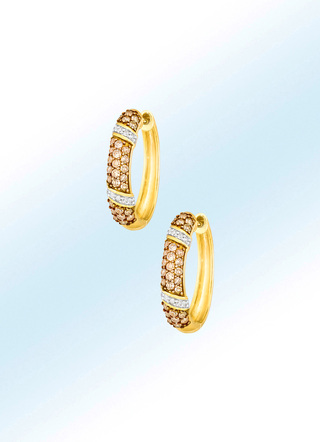 Beliebte Creolen mit 56 Brillanten, tlb, und 20 weißen Diamanten
