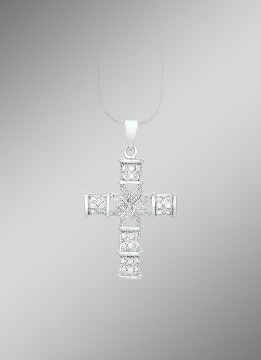 mit Diamanten - Toller Kreuz-Anhänger mit Diamanten, in Farbe  Ansicht 1