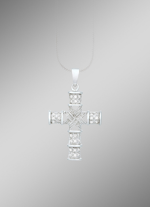 - Toller Kreuz-Anhänger mit Diamanten, in Farbe  Ansicht 1