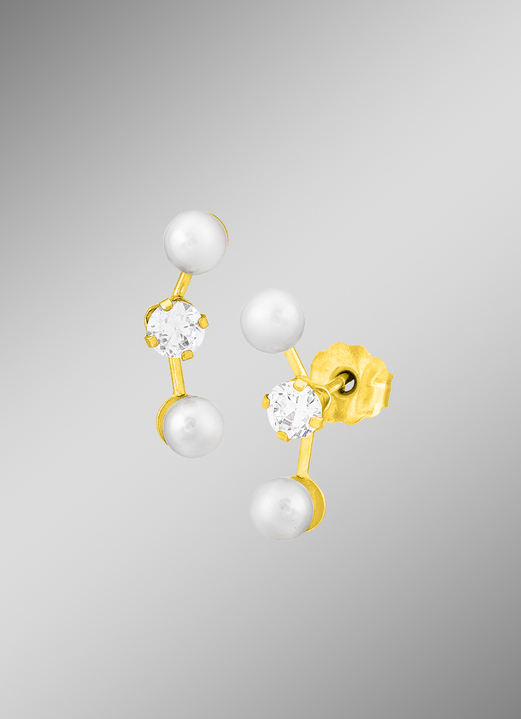 mit Perlen - Reizende Ohrstecker mit Süßwasser-Zuchtperlen, in Farbe  Ansicht 1