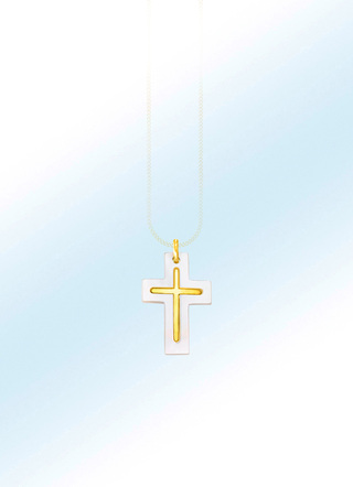 Kreuz-Anhänger mit echten Perlmutt