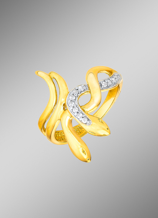 ohne Steine / mit Zirkonia - Damenring im Schlangen Design, in Größe 160 bis 220, in Farbe  Ansicht 1