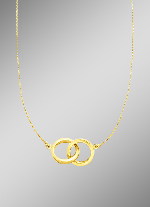 ohne Steine / mit Zirkonia - In schönem Design: Halskette mit 2 Ringen, in Farbe  Ansicht 1