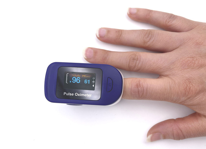 Blutdruckmessgeräte - Fingerpuls Oximeter, in Farbe BLAU-WEIß