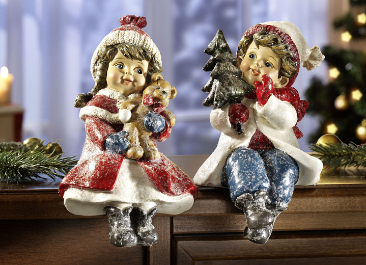 Weihnachtliche Dekorationen - Kantenhocker, 2er-Set, in Farbe ROT-BLAU-WEISS