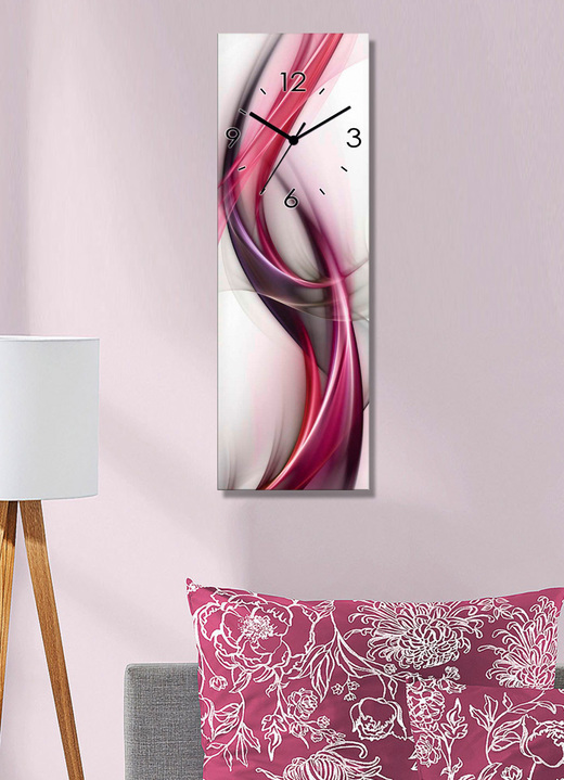 Uhren - Moderne Wanduhr aus edlem Float Glas, in Farbe ROT-CREME Ansicht 1