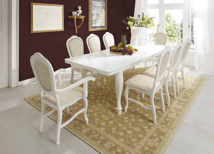 Essgruppen - Esszimmermöbel mit hochglanzlackierter Oberfläche, in Farbe WEISS-CREME, in Ausführung Armlehnenstuhl Ansicht 1
