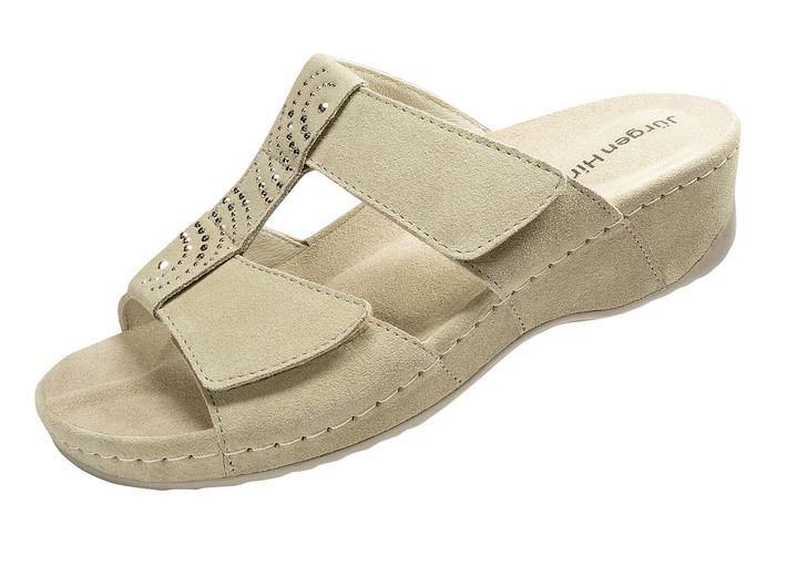 Sandaletten & Pantoletten - Klett-Pantolette aus echtem Leder, in Größe 036 bis 042, in Farbe BEIGE Ansicht 1